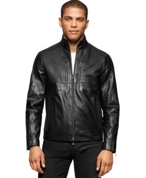 Calvin Klein Full-zip Leather Moto Jacket