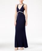City Studios Juniors' Embellished V-neck Open-back Dress