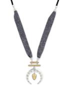 Lucky Brand Two-tone Fabric & Leather Pendant Necklace