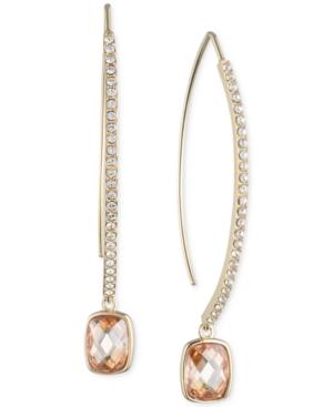 Judith Jack 10k Gold-plated Sterling Silver Pave Champagne Crystal Drop Threader Earrings