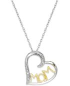 Diamond Two-tone Mom Heart Pendant Necklace (1/10 Ct. T.w.) In Sterling Silver And 18k Gold-plated Sterling Silver