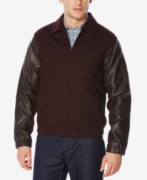 Perry Ellis Men's Mixed-media Bomber Jacket