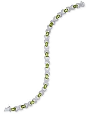 Peridot (7 Ct. T.w.) & Diamond Accent Xo Link Bracelet In Sterling Silver