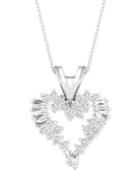 Diamond Heart Pendant Necklace (1/2 Ct. T.w.) In 14k White Gold, 16 + 2 Extender