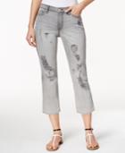 Calvin Klein Jeans Ripped Grey Fog Wash Cropped Jeans