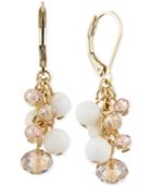 Anne Klein Gold-tone Crystal And Bead Cluster Dangle Earring