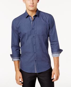 Ryan Seacrest Distinction Men's Blue Chambray Button Placket Woven Shirt, Created For Macy's