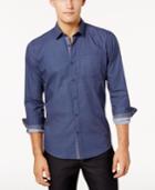 Ryan Seacrest Distinction Men's Blue Chambray Button Placket Woven Shirt, Created For Macy's