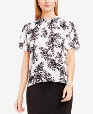 Vince Camuto High-neck Leaf-print Top