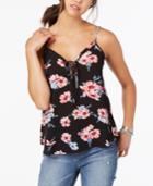 Hippie Rose Juniors' Printed Lace-up Tank Top