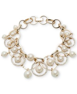 Carolee Gold-tone Imitation Pearl Shaky Link Bracelet