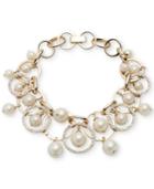 Carolee Gold-tone Imitation Pearl Shaky Link Bracelet