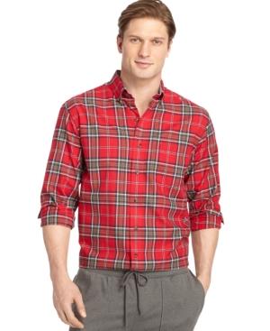 Izod Big And Tall Long-sleeve Plaid Oxford Shirt