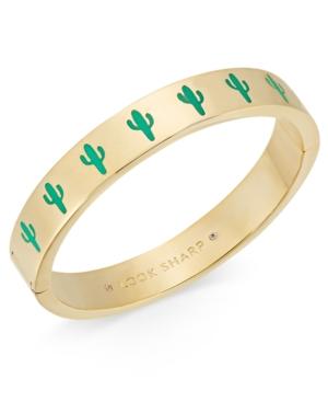 Kate Spade New York Gold-tone Green Cactus Hinged Bangle Bracelet