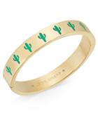 Kate Spade New York Gold-tone Green Cactus Hinged Bangle Bracelet