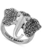 Lucky Brand Silver-tone Pave Elephant Ring
