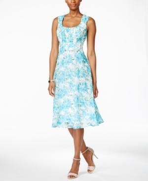 Connected Sleeveless Floral-print Empire-waist Dress