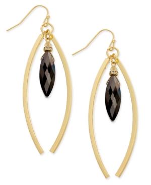 Inc International Concepts Gold-tone Black Crystal Open Orbital Earrings, Only At Macy's