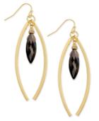 Inc International Concepts Gold-tone Black Crystal Open Orbital Earrings, Only At Macy's