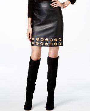 Inc International Concepts Grommet-trim Faux-leather Skirt, Only At Macy's