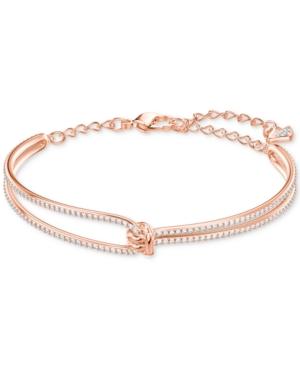 Swarovski Rose Gold-tone Crystal Knot Bangle Bracelet