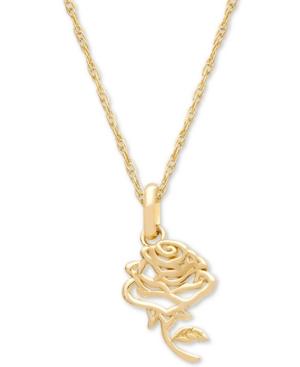 Disney Children's Belle Rose 15 Pendant Necklace In 14k Gold