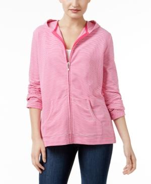 Karen Scott Petite Striped Hoodie, Created For Macy's