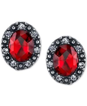 2028 Silver-tone Red Crystal Button Earrings, A Macy's Exclusive Style