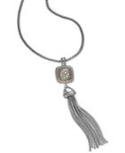 Charter Club Two-tone Crystal Pave Tassel Long Necklace
