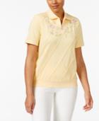Alfred Dunner Floral-embroidered Polo Top