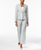 Le Suit Petite Shawl-collar Pinstriped Pantsuit