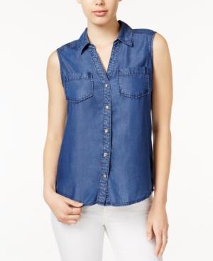 Maison Jules Chambray Sleeveless Shirt, Only At Macy's