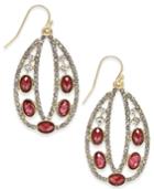 Inc International Concepts Red Stone Pave Gold-tone Oval Drop Earrings, Only At Macy's