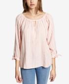 Sanctuary Summer Escape Cotton Striped Keyhole Top