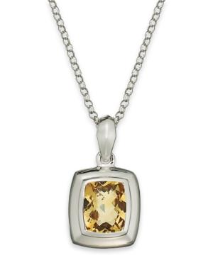 Sterling Silver Necklace, Citrine Cushion Pendant (5 Ct. T.w.)