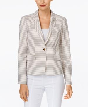 Calvin Klein Petite Striped One-button Jacket