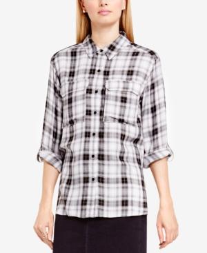 Two By Vince Camuto Tab-sleeve Plaid Utility Shirt