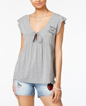 Love Tribe Juniors' Sorry Not Sorry Graphic Print Top With Bracelet