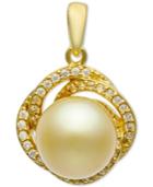 Cultured Golden South Sea Pearl (9mm) & Diamond (1/5 Ct. T.w.) Pendant In 14k Gold