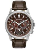 Citizen Eco-drive Men's Calendrier Brown Leather Strap Watch 44mm