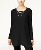 Style & Co Petite Lace-up Tunic Sweater, Only At Macy's