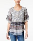 Style & Co Petite Printed Pintucked Blouse, Only At Macy's