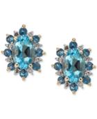 Blue Topaz (1-1/5 Ct. T.w.) & Diamond Accent Stud Earrings In 14 Gold