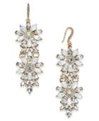 Inc International Concepts Gold-tone Crystal & White Stone Flower Double Drop Earrings, Created For Macy's