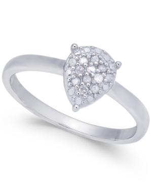 Diamond Cluster Teardrop Ring (1/10 Ct. T.w.) In Sterling Silver