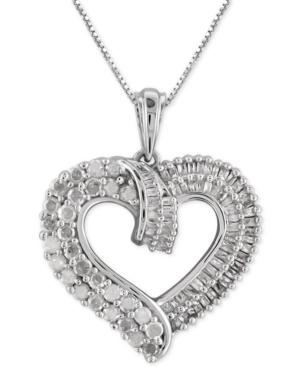 Diamond Heart Pendant Necklace (1 Ct. T.w.) In Sterling Silver