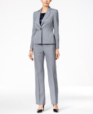 Le Suit Three-piece One-button Striped Pantsuit