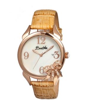 Bertha Quartz Bow Collection Rose Gold And Cream Leather Watch 38mm
