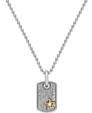 Diamond Dog Tag Pendant Necklace (1/5 Ct. T.w.) In Sterling Silver And 14k Gold
