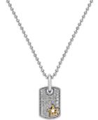 Diamond Dog Tag Pendant Necklace (1/5 Ct. T.w.) In Sterling Silver And 14k Gold